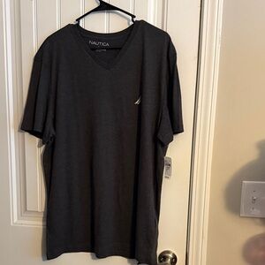 Nautica Men's Charcoal V-Neck Tee XL